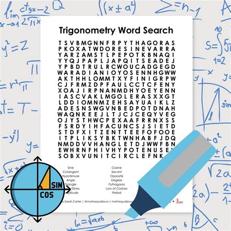 Trigonometry Word Search Puzzle | Math = Love