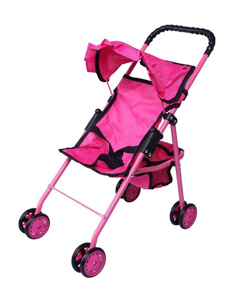 Precious Toys 0126A Hot Pink Doll Stroller with Black Handles & Hot ...