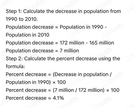 Solved: thLab Percent The population of a country has been decreasing for several decades. In ...