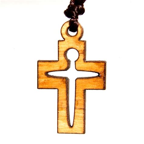 Olive Wood Cross Pendant - Modern Cross | Mimosura Jewellery for Kids