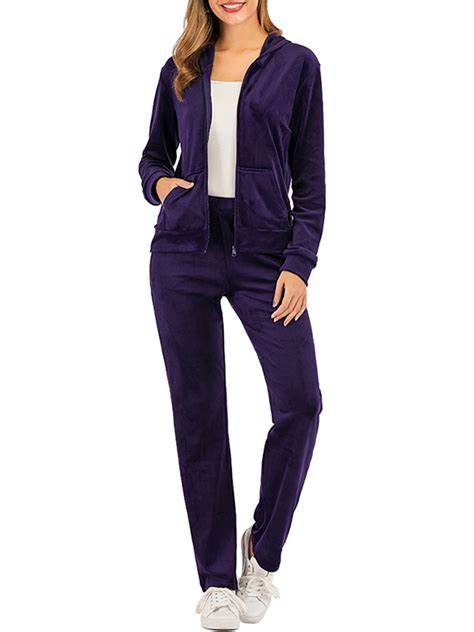 Womens Velour Tracksuit Sets 2 Piece Outfit Hoodie and Pants Winter ...