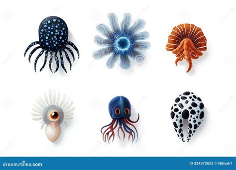 A Collection of Beautifully Illustrated Marine Creatures Showcasing Various Octopuses and Shell ...