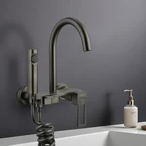 Gravity WaterLuxury Wall Mounted Sink Mixer with Jet Spray Black ...