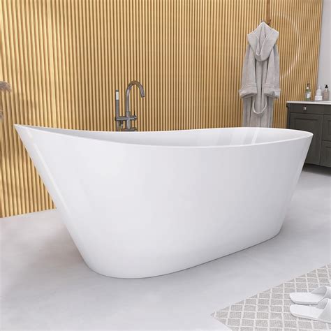 GETPRO Free Standing Tub 59" Acrylic Freestanding Bathtub, Adjustable ...
