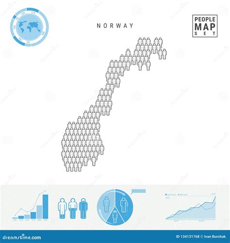 Norway People Icon Map. Stylized Vector Silhouette Of Norway. Population Growth And Aging ...