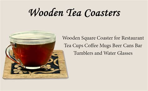 VANIYA CRAFTS ® Wooden Square Coaster for Restaurant Tea Cups Coffee ...