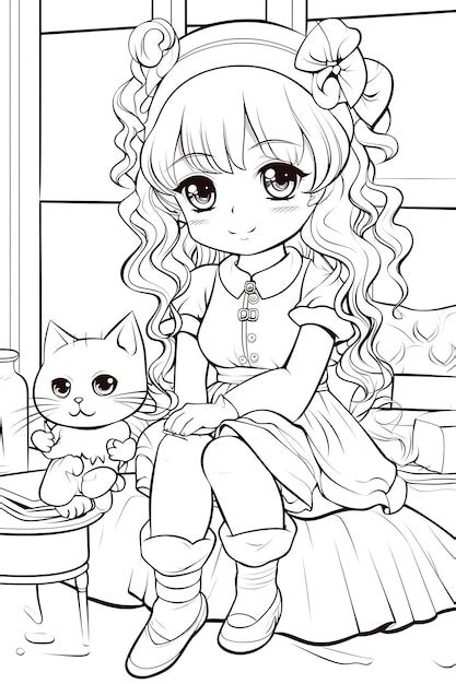 アニメぬり絵 | Premium AI生成ベクトル画像