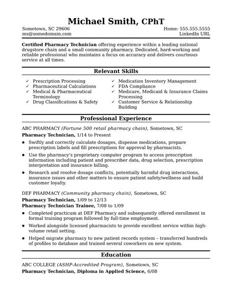 Midlevel Pharmacy Technician Resume Sample | Monster.com
