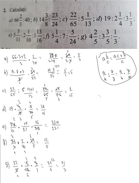 2. Calculati: a) 66²:40; b) 14²: e) 3 23 22 1 ; c) 8 24 65 13 5 2 3 1 ...