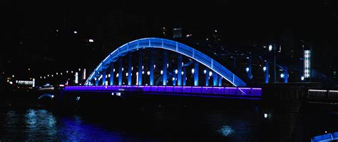 Download wallpaper 2560x1080 bridge, backlight, night, dark ...
