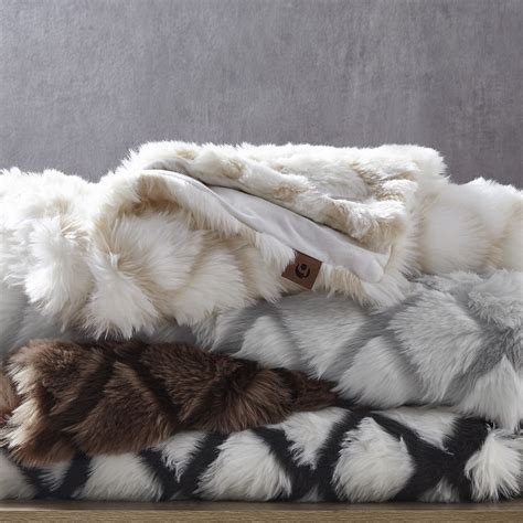 Danika Faux Fur Throw Diamond Design // Beige - Luxe Faux Fur Throws ...