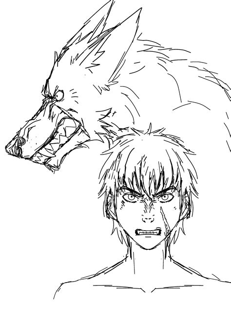 Human Wolf Hybrid Drawings