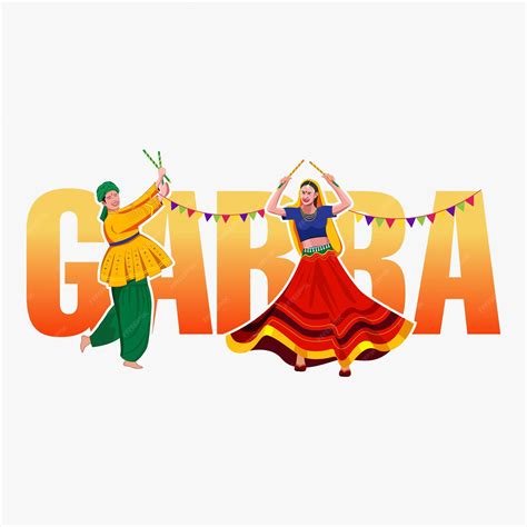 Garba night vector, couple playing garba, happy navratri | Premium Vector