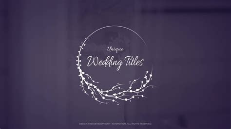 Wedding Titles | After Effects Download Quick Videohive 33877770