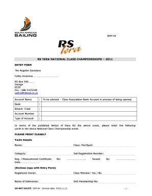 Fillable Online 2-RS Tera Nationals 2011 Entry Form.pdf - Milnerton ...