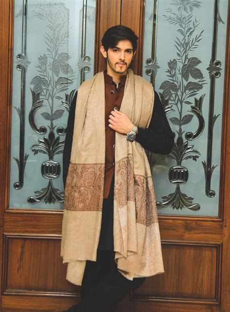 Pashtush Mens Ethnic Palla Design, Fine Wool in Rich Royal Self Paisle ...