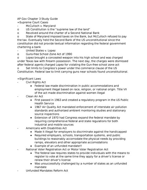 AP Gov Chapter 3 Study Guide - AP Gov Chapter 3 Study Guide =Supreme ...