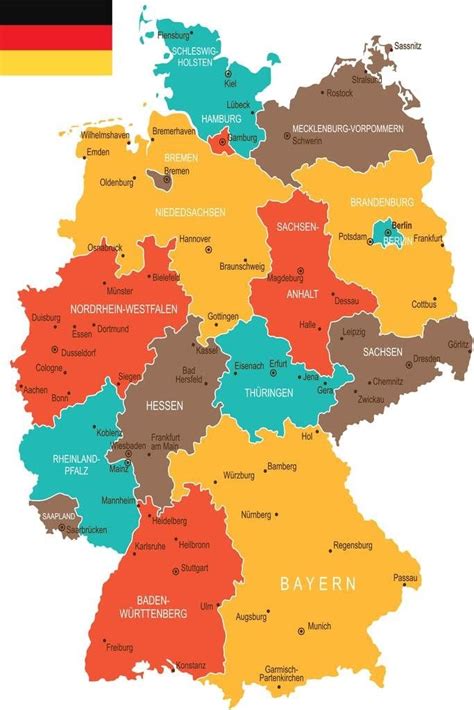 PosterFoundry Laminated Geographical Map of Germany with Cities - India ...
