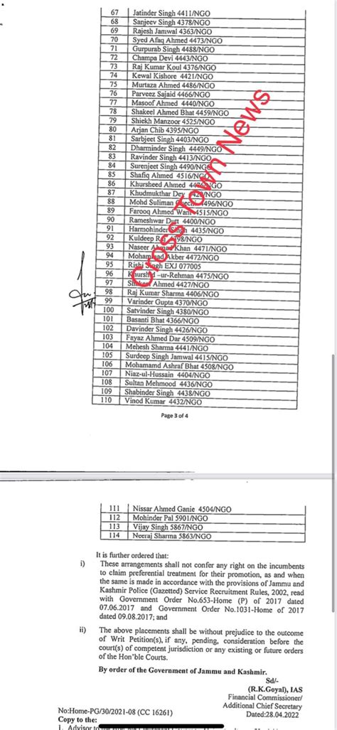 J&K Govt orders placement of 114 Inspectors as DSPs