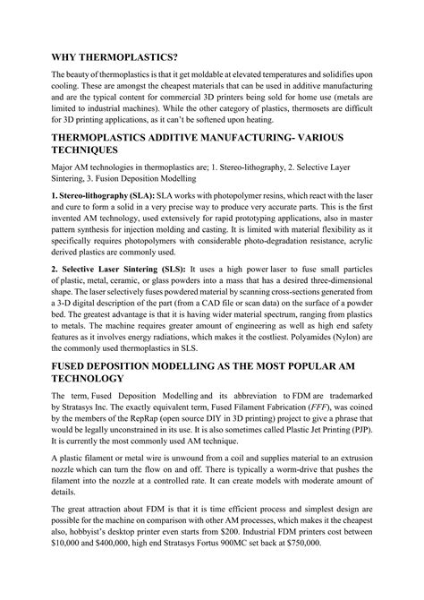 ADDITIVE MANUFACTURING OF THERMOPLASTICS | PDF