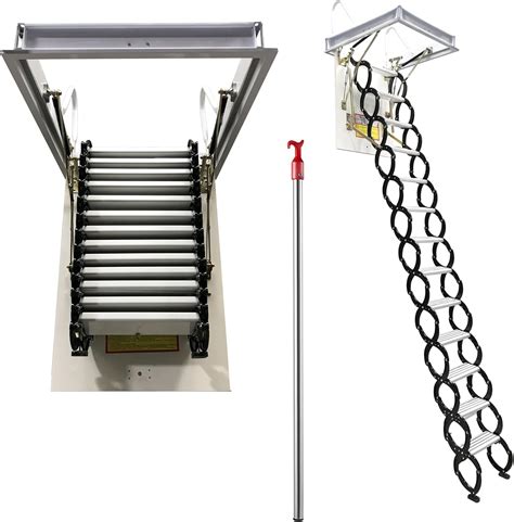 HQHAOTWU Attic Ladder Pull Down System 13 Steps Ceiling Access Stairs ...