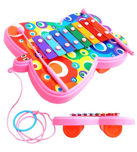 Buy toyshine pull along butterfly xylophone with 2 mallets toy set for ...