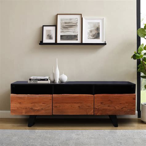Buy Arduous Acacia Wood Low Height Tv Unit in Brown Colour Online - 71% ...