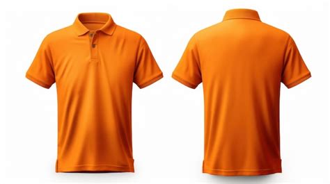 Front and back views of a men orange polo shirt apparel mockup isolated ...