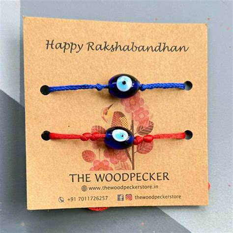 Buy Personalized Hand-Painted Evil Eye Rakhi With Roli Chawal | Set Of ...