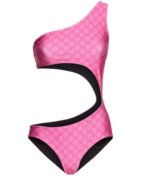 Gucci gg Stretch Jersey One Piece Swimsuit in Pink | Lyst