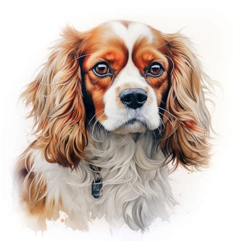 Colorful watercolor portrait of cavalier king charles spaniel | Premium ...