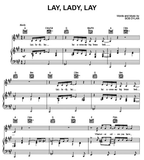 Lay Lady Lay by Bob Dylan Sheet Music - Meta-chords