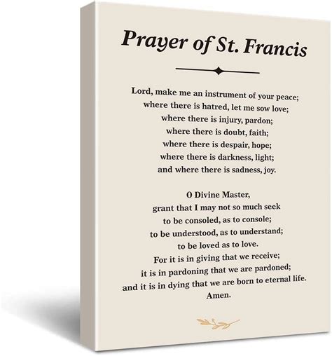 Inspirational Prayer of St. Francis Quote Saint Francis Peace Prayer ...