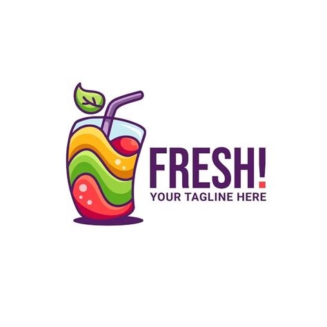 A glass of colorful fresh fruits juice smoothie logo | Premium Vector