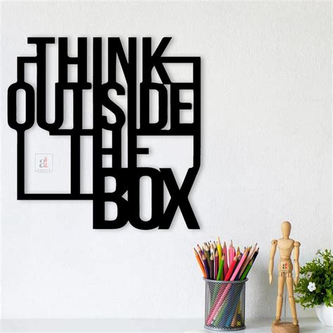 Art Street Think Outside The Box Black MDF Plaque Cutout Ready To Hang ...