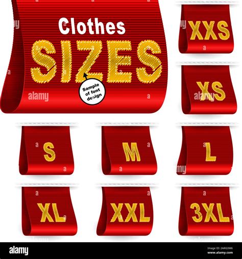 Clothes size labels with standard designation symbols of garment dimensions for customers - XXS ...