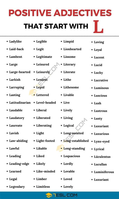 116 Positive Adjectives that Start with L | L Words to Describe Someone ...