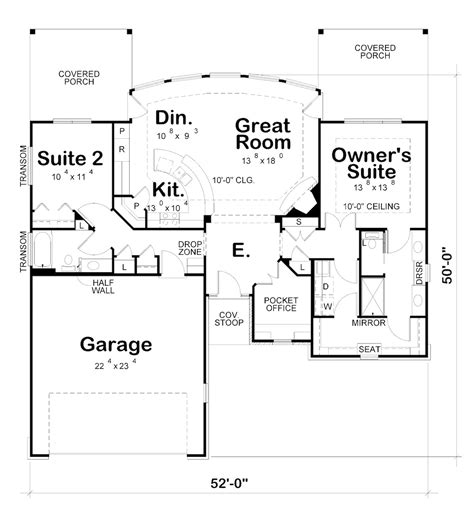 Ranch House - 2 Bedrms, 2 Baths - 1436 Sq Ft - Plan #120-2532