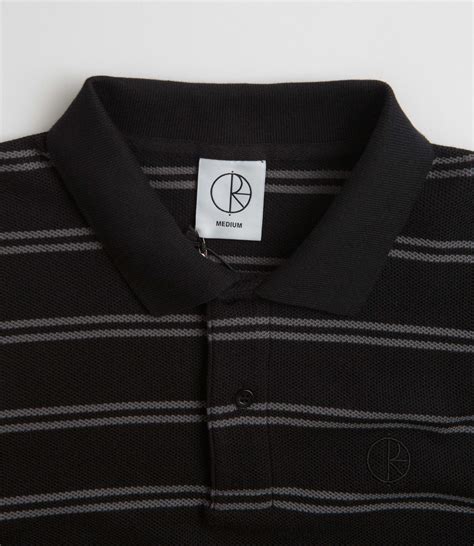Polar Stripe Long Sleeve Polo Shirt - Black | Flatspot