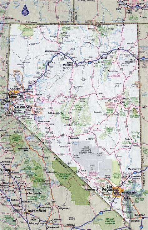 Large detailed roads and highways map of Nevada state with all cities ...