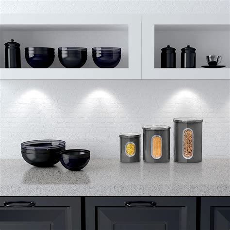Buy Moss And Stone 3 Piece Gray Canisters Sets For The Kitchen, Kitchen ...