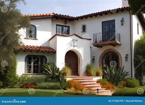 Spanish Colonial Style House (Generative AI) Stock Illustration ...