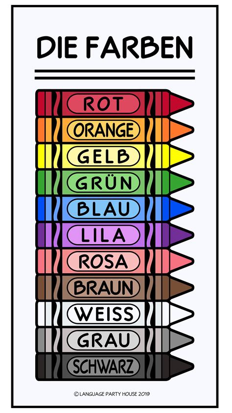 Crayons in German / German Colors (High Resolution) | Learn german ...