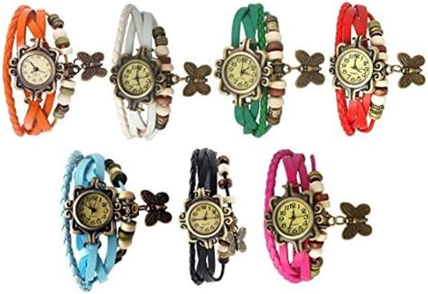 Pappi Boss Vintage Leather Butterfly Multicolour Bracelet Analogue Dial ...