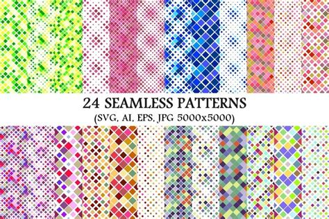 24 Seamless Colored Square Patterns (2351276)