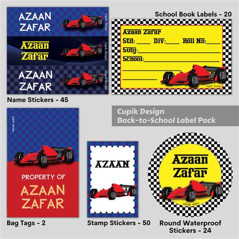 Race Car - Back to School Label Pack – Cupik Design India