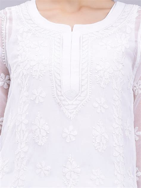 Seva Chikan Hand Embroidered Georgette Lucknowi Chikankari Kurta With