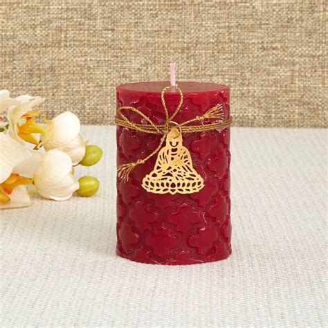 Buy Redolence-Daisy Leaf Embossed Pillar Candle- Lotus And Peony from ...