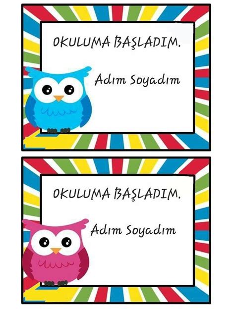 Colorful Owl Name Tags