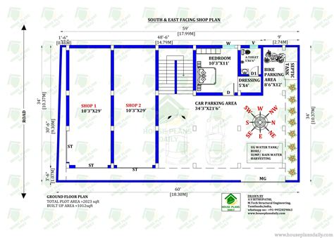 House Plan with Shop | Apartment Plan | Flat Floor Plan | Houseplans.world